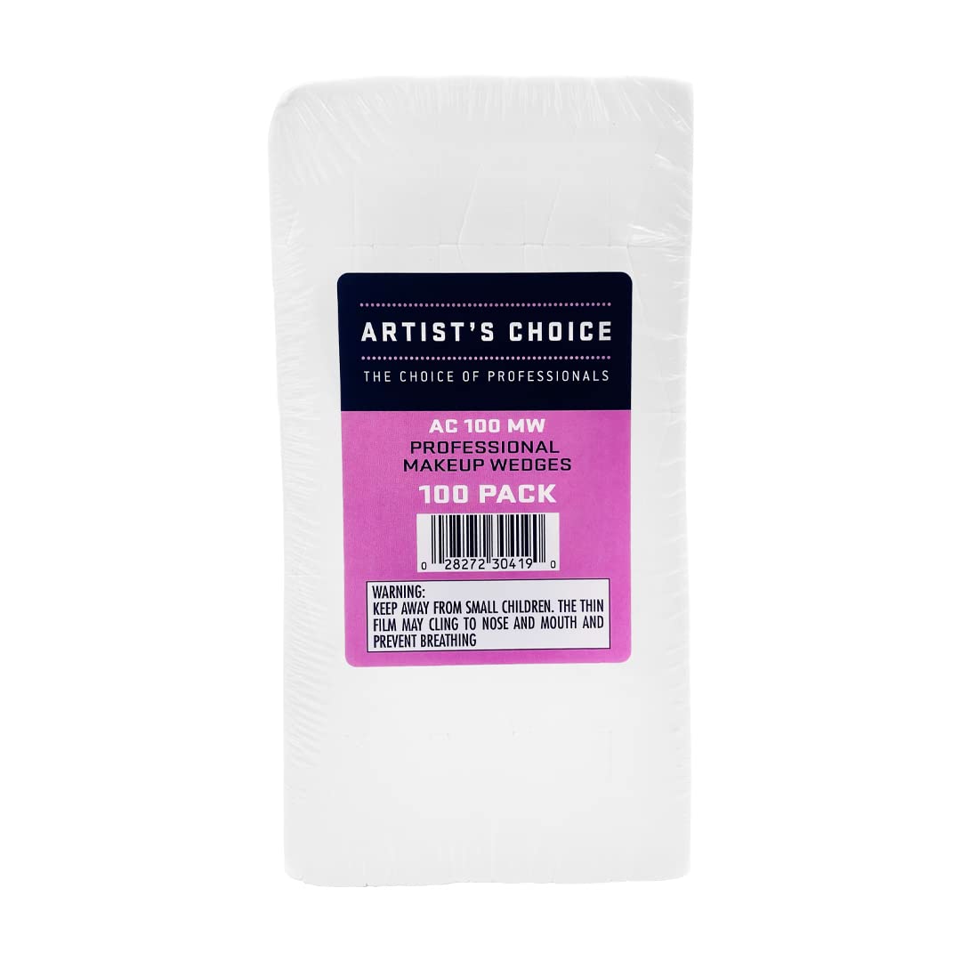 Artist's Choice 100 Pack Makeup Sponge Mini Applicator Wedges, Triangle Cosmetic Sponges For Foundation, Blush, Eye Shadow, Blending and Smoothing, Disposable, Latex Free