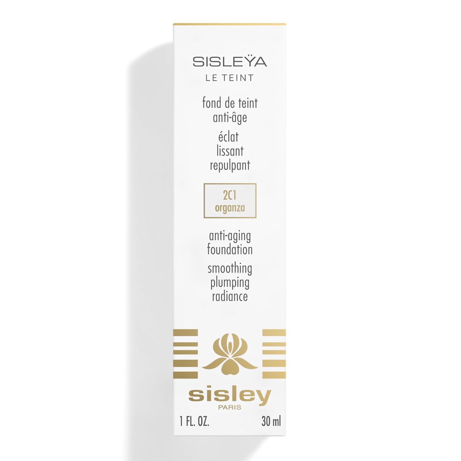 Sisley Paris Sisleya Le Teint, 2C1 Organza - 30 mL - Anti-Aging, Oil-Free Fluid Foundation for Radiance & Smoothing - All Skin Types - Non-Comedogenic